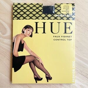Hue Faux Fishnet Control Top Hosiery Black Women’s Size 1